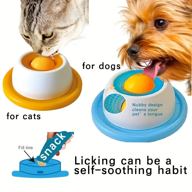 Lick Toy Interactiv Slow Feeder pentru Câini și Pisici — Cu Minge Rotativă