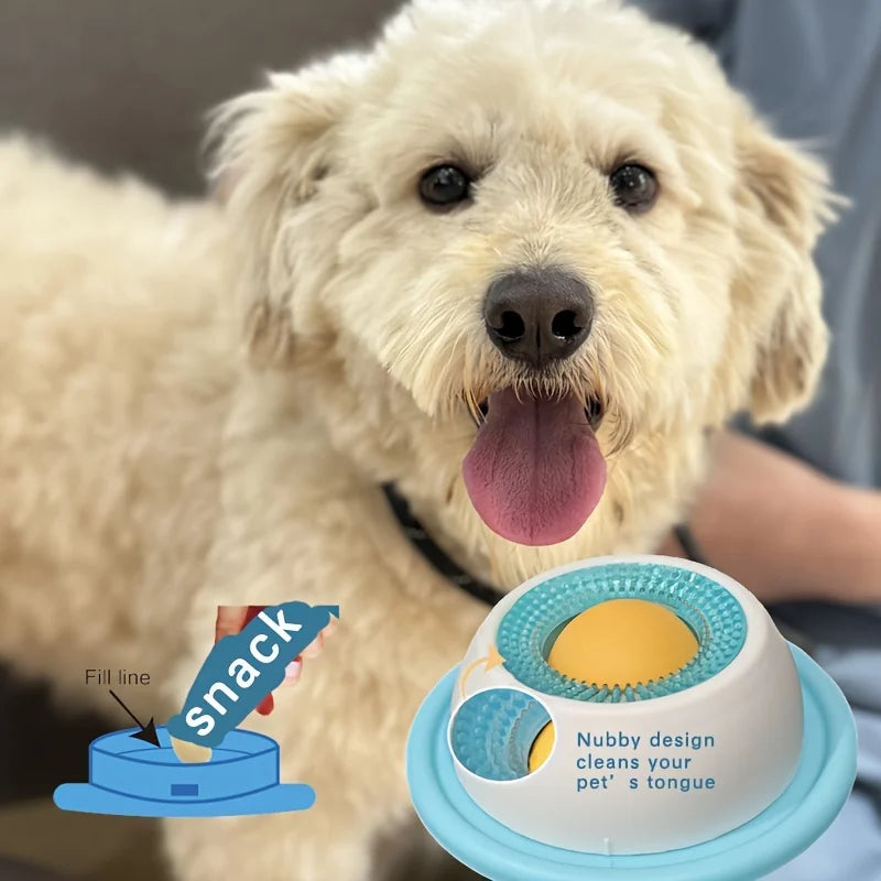 Lick Toy Interactiv Slow Feeder pentru Câini și Pisici — Cu Minge Rotativă